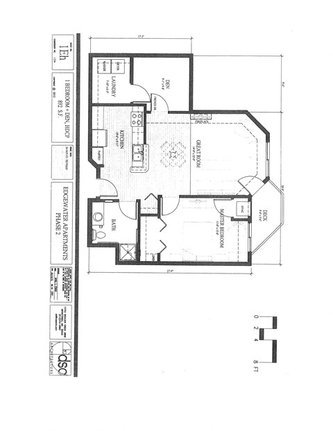 Floor plan for 1 bed, 1 bath, 892 sqft